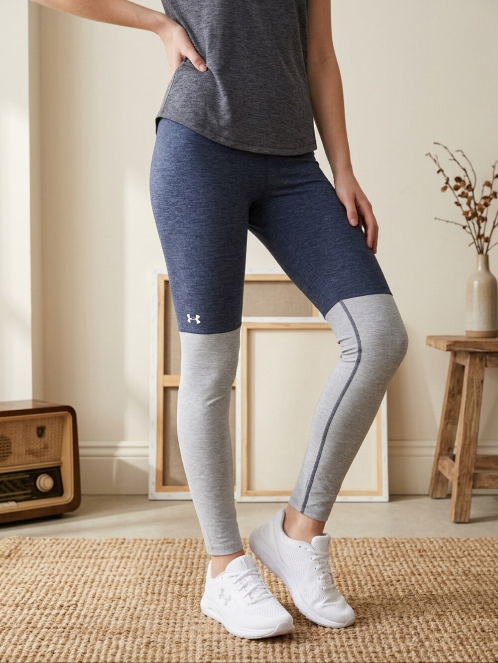 Under Armour Girls YLG 14/16 Colorblock UA Studio Legging Fitness Athletic Pants